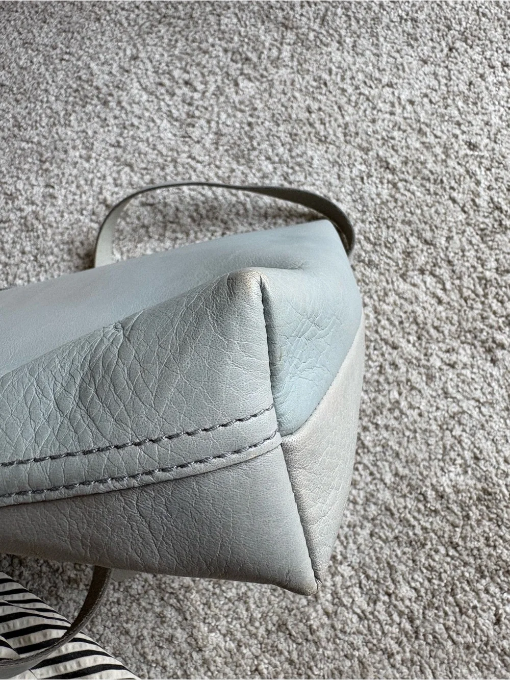 Madewell Light Gray Leather Tote Bag